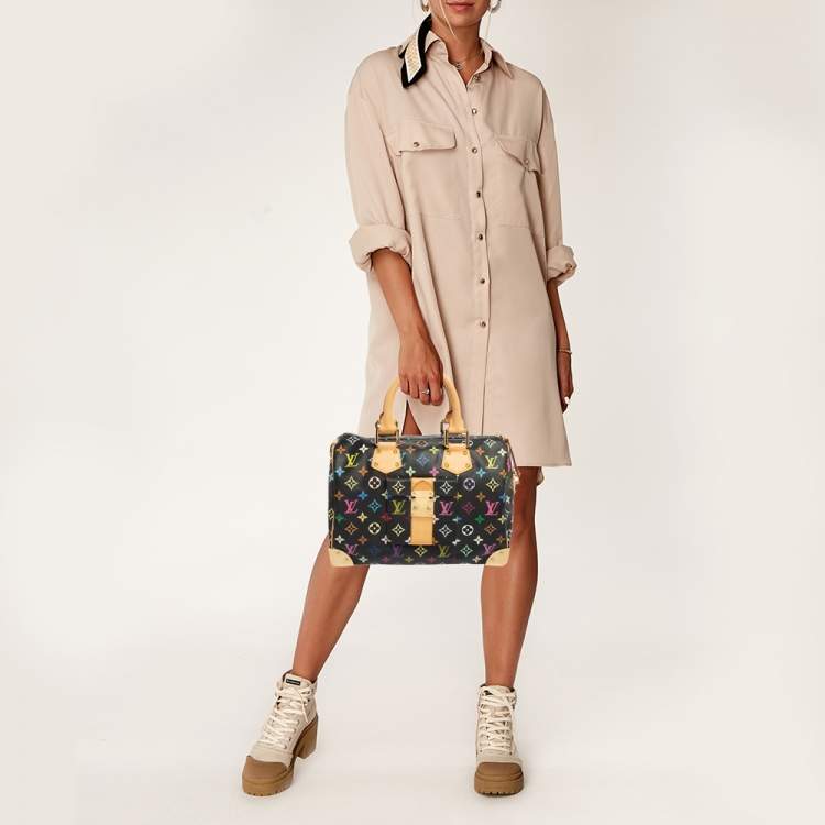 Pre Owned Louis Vuitton Black Monogram Multicolore Canvas Speedy 30 Bag