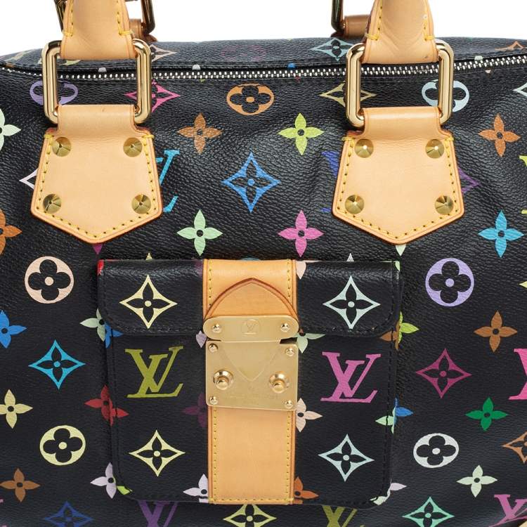 Pre Owned Louis Vuitton Black Monogram Multicolore Canvas Speedy 30 Bag