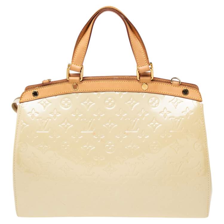 Pre Owned Louis Vuitton Blanc Corail Monogram Vernis Brea GM Bag