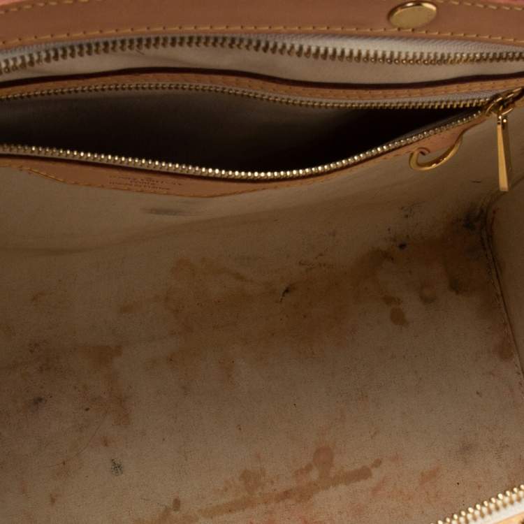 Pre Owned Louis Vuitton Blanc Corail Monogram Vernis Brea GM Bag