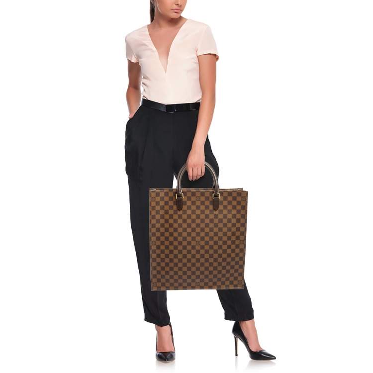 Louis Vuitton Sac Plat Handbag in Ebene Damier Canvas