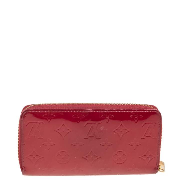 Pre Owned Louis Vuitton Pomme D’amour Monogram Vernis Zippy Wallet