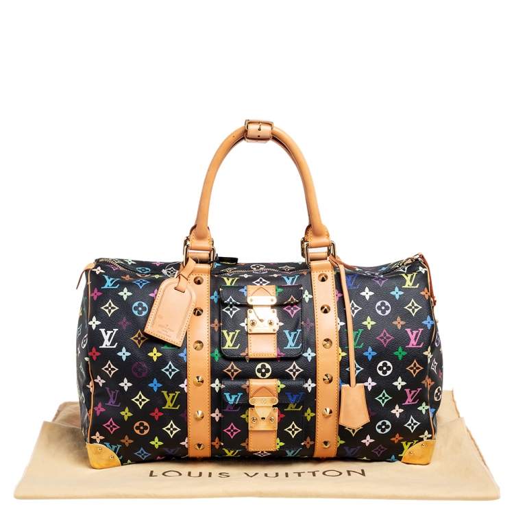 Pre Owned Louis Vuitton Black/Multicolor Monogram Canvas Keepall 45 Bag