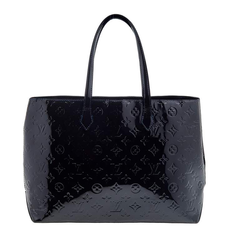 Pre Owned Louis Vuitton Vert Bronze Monogram Vernis Wilshire MM Bag