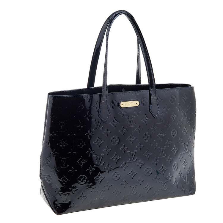 Pre Owned Louis Vuitton Vert Bronze Monogram Vernis Wilshire MM Bag