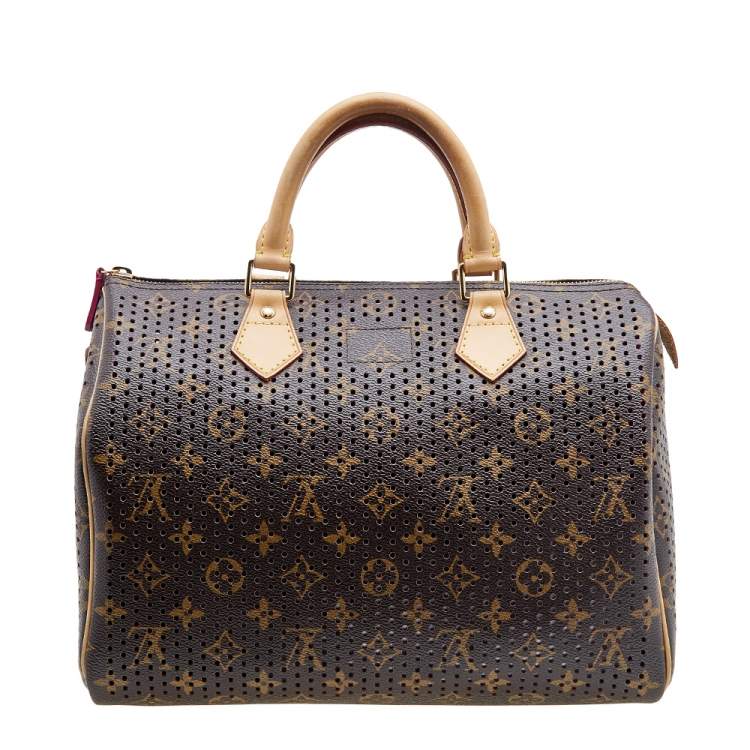Pre Owned Louis Vuitton Fuchsia Monogram Perforated Canvas Limited Edition Speedy 30 Bag