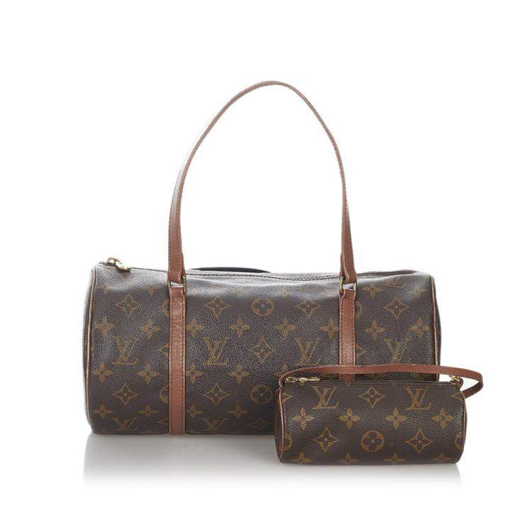 Pre Owned Louis Vuitton Brown Monogram Coated Canvas Papillon 30 Top Handle Bag