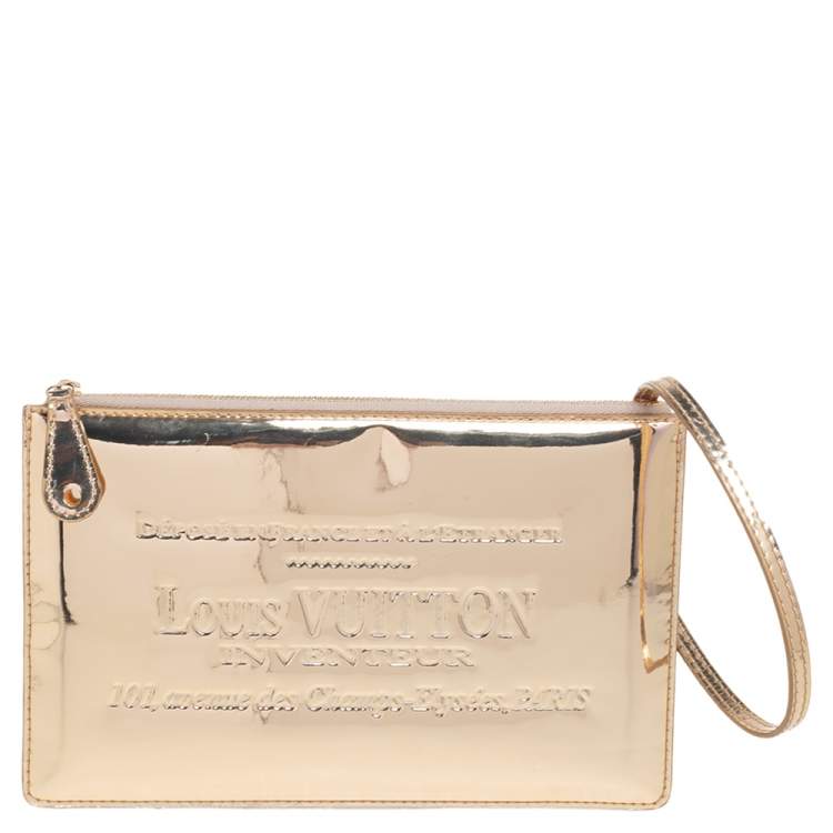 Louis Vuitton Gold Miroir Inventeur Pochette Plat Pochette Bag Louis Vuitton