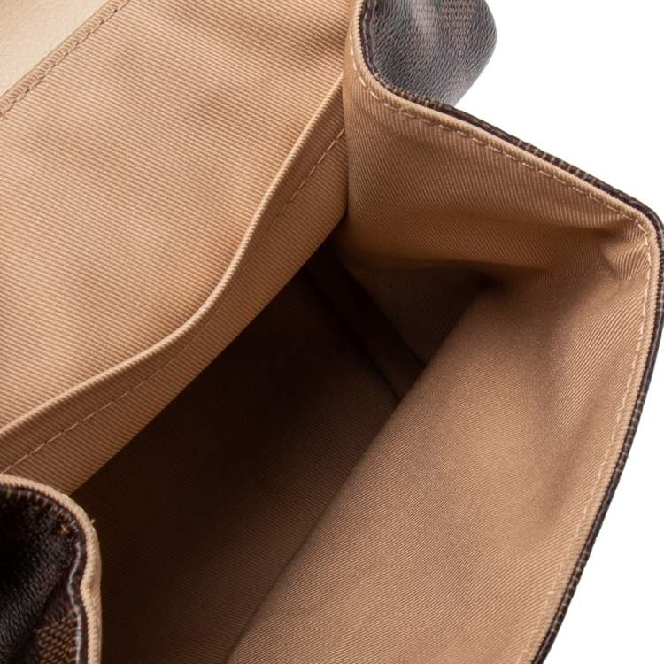 Pre Owned Louis Vuitton Creme Damier Ebene Canvas and Leather Clapton Backpack