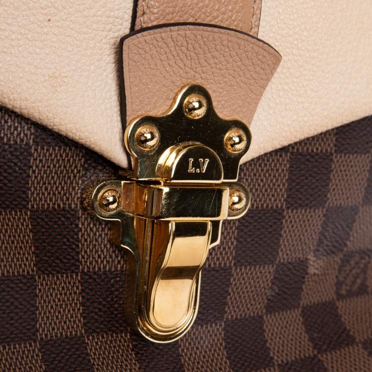 Pre Owned Louis Vuitton Creme Damier Ebene Canvas and Leather Clapton Backpack