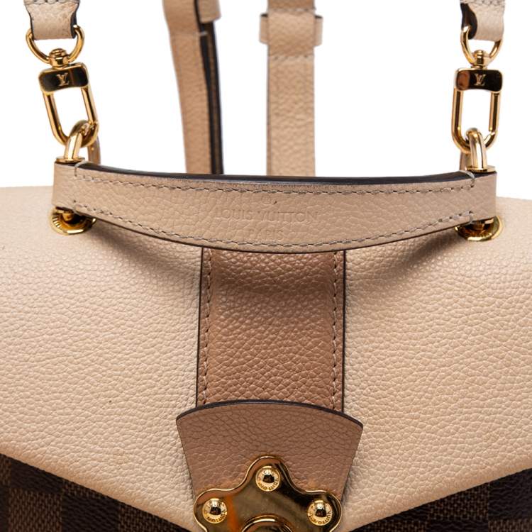 Pre Owned Louis Vuitton Creme Damier Ebene Canvas and Leather Clapton Backpack