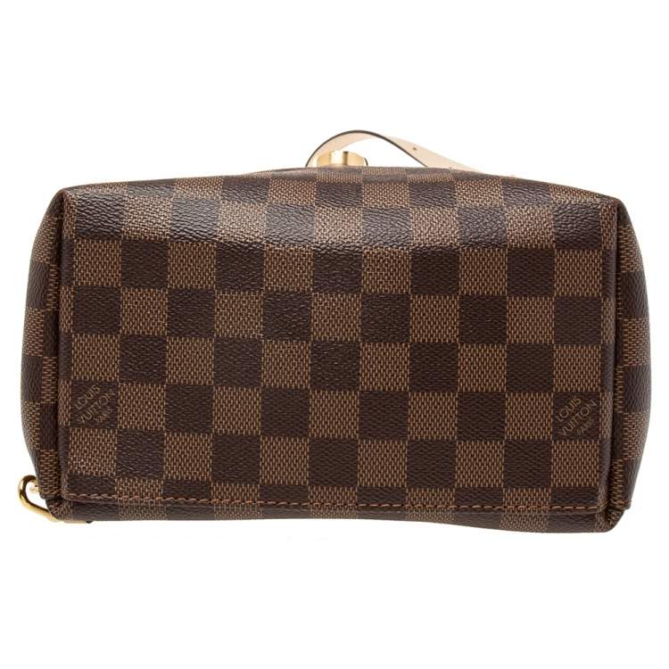 Pre Owned Louis Vuitton Creme Damier Ebene Canvas and Leather Clapton Backpack