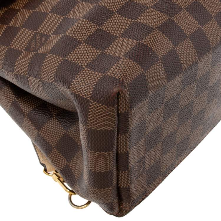 Pre Owned Louis Vuitton Creme Damier Ebene Canvas and Leather Clapton Backpack