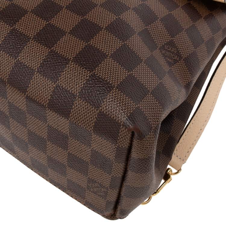 Pre Owned Louis Vuitton Creme Damier Ebene Canvas and Leather Clapton Backpack