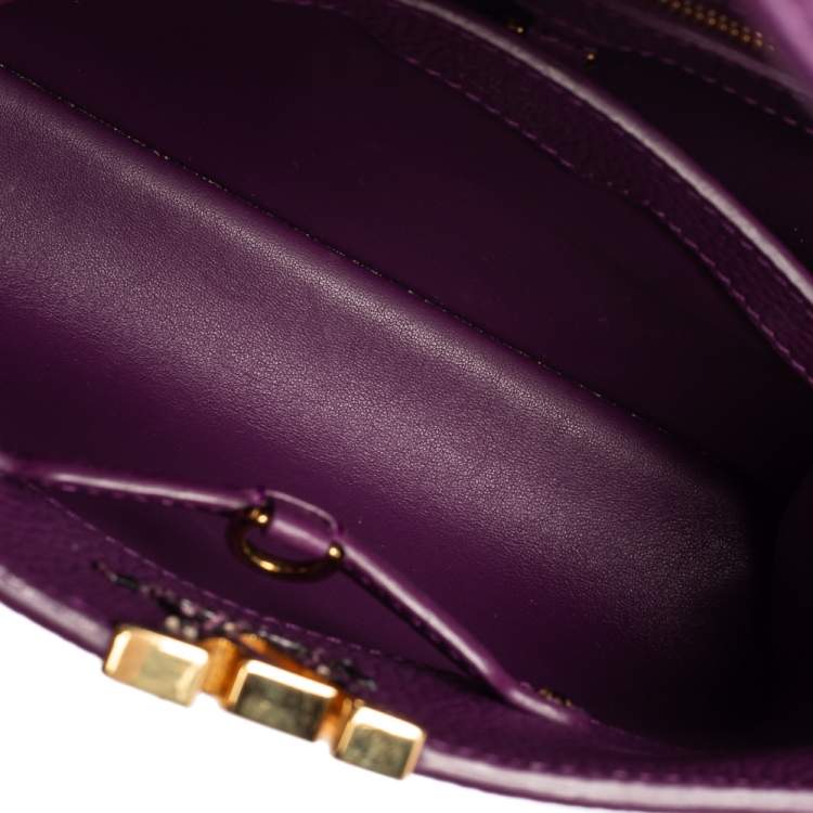 Pre Owned Louis Vuitton Purple Taurillon Leather and Python Capucines BB Bag