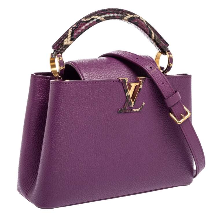 Pre Owned Louis Vuitton Purple Taurillon Leather and Python Capucines BB Bag