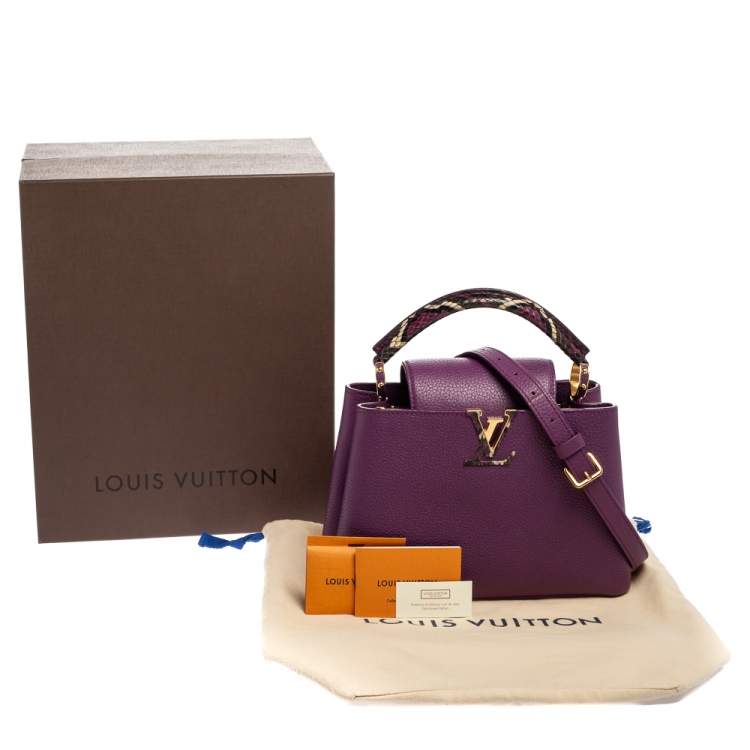 Pre Owned Louis Vuitton Purple Taurillon Leather and Python Capucines BB Bag