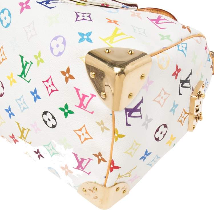 Pre Owned Louis Vuitton White Monogram Multicolore Canvas Speedy 30 Bag