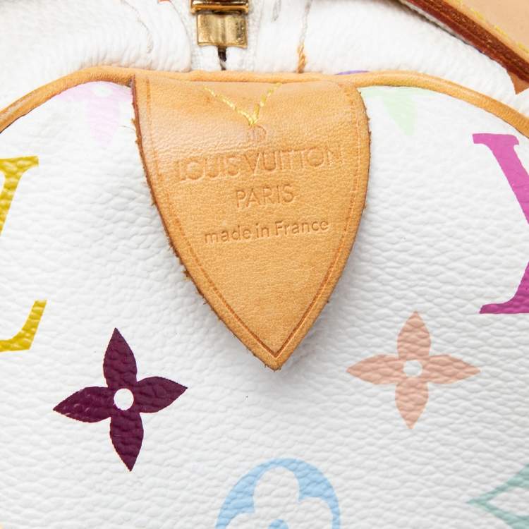 Pre Owned Louis Vuitton White Monogram Multicolore Canvas Speedy 30 Bag