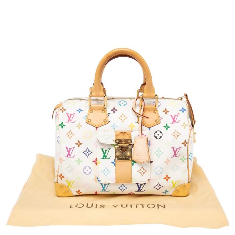 Pre Owned Louis Vuitton White Monogram Multicolore Canvas Speedy 30 Bag