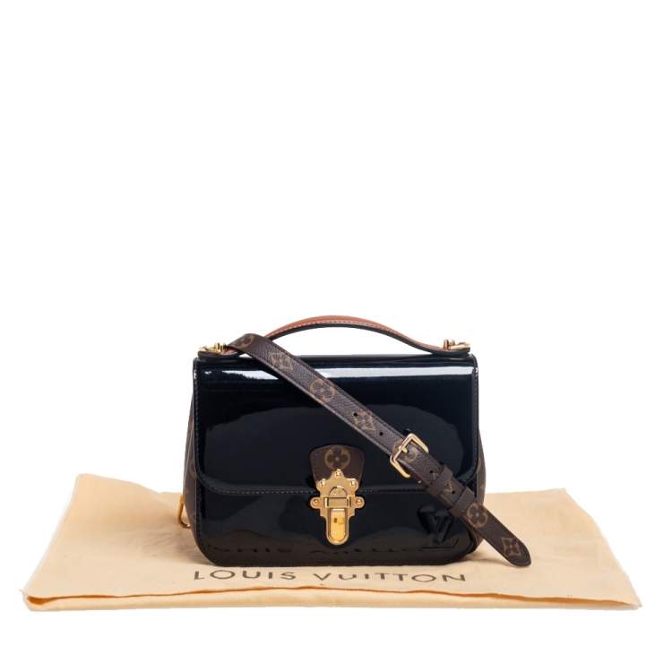 Pre Owned Louis Vuitton Black Vernis Leather And Monogram Canvas Cherrywood BB Bag