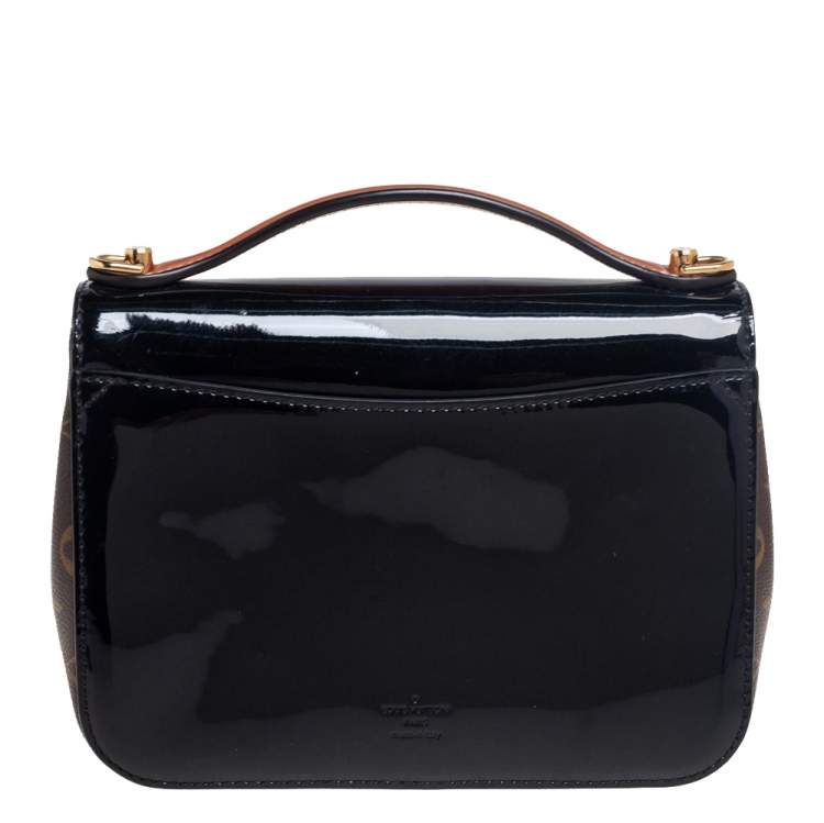 Pre Owned Louis Vuitton Black Vernis Leather And Monogram Canvas Cherrywood BB Bag