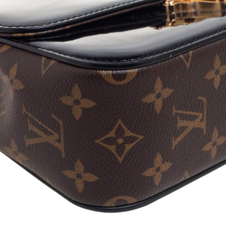 Pre Owned Louis Vuitton Black Vernis Leather And Monogram Canvas Cherrywood BB Bag