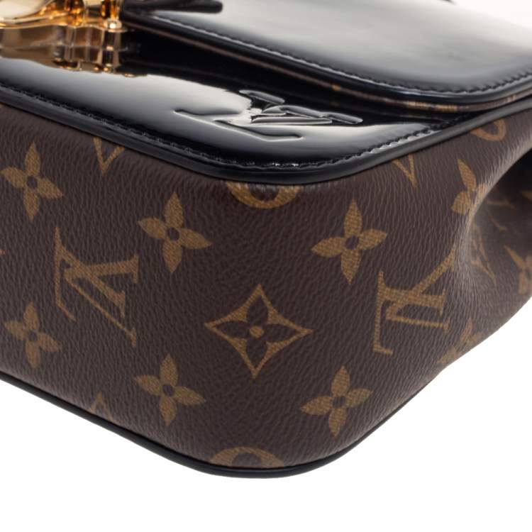 Pre Owned Louis Vuitton Black Vernis Leather And Monogram Canvas Cherrywood BB Bag