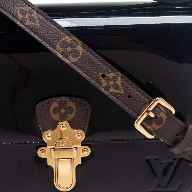 Pre Owned Louis Vuitton Black Vernis Leather And Monogram Canvas Cherrywood BB Bag