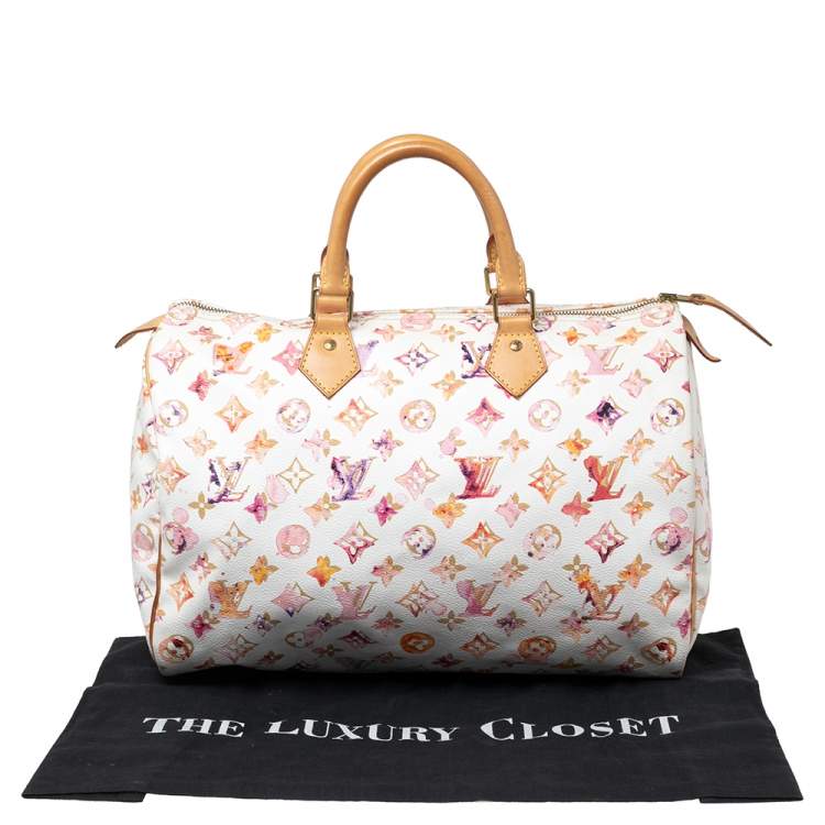 Pre Owned Louis Vuitton Richard Prince Monogram Watercolor Aquarelle Limited Edition Speedy 35 Bag