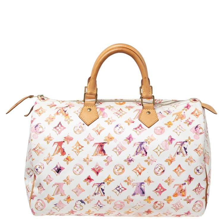 Pre Owned Louis Vuitton Richard Prince Monogram Watercolor Aquarelle Limited Edition Speedy 35 Bag