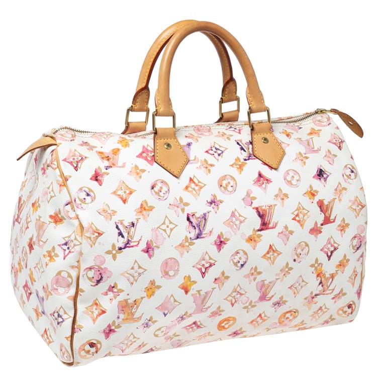 Pre Owned Louis Vuitton Richard Prince Monogram Watercolor Aquarelle Limited Edition Speedy 35 Bag