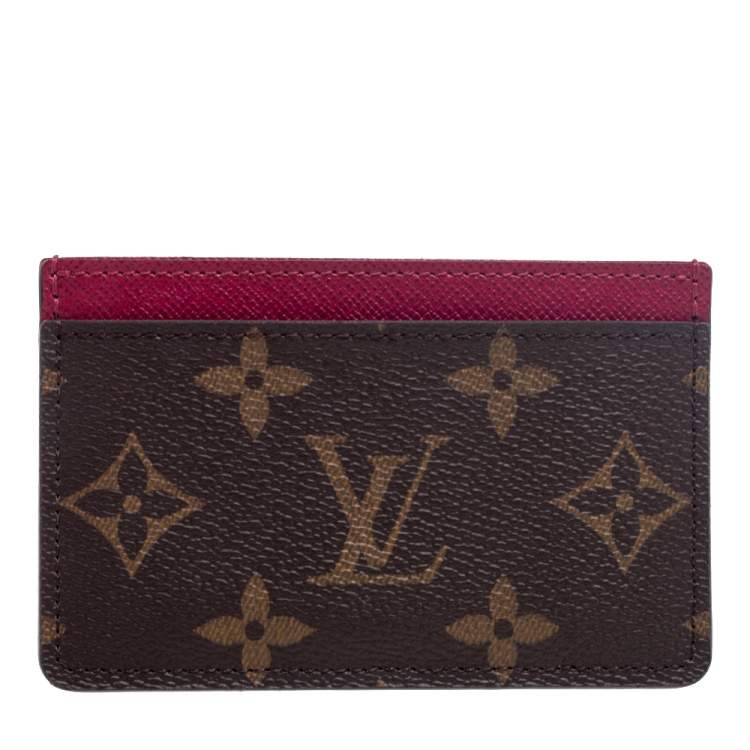 Pre Owned Louis Vuitton Fuchsia Monogram Canvas Card Holder