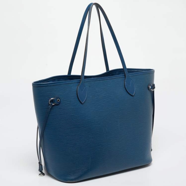 Pre Owned Louis Vuitton Blue Epi Leather Neverfull MM Bag