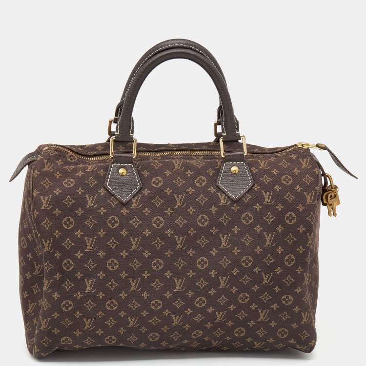 Pre Owned Louis Vuitton Monogram Mini Lin Canvas Speedy 30 Bag