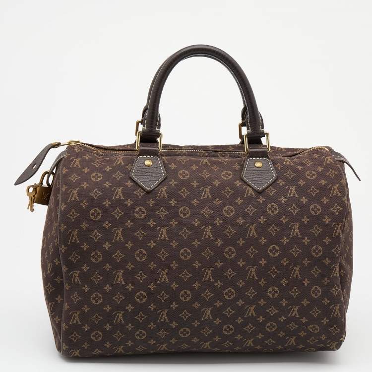 Pre Owned Louis Vuitton Monogram Mini Lin Canvas Speedy 30 Bag