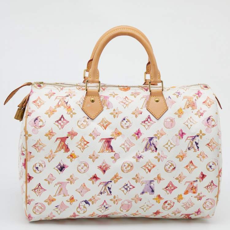 Pre Owned Louis Vuitton Monogram Watercolor Aquarelle Richard Prince Speedy 35 Bag