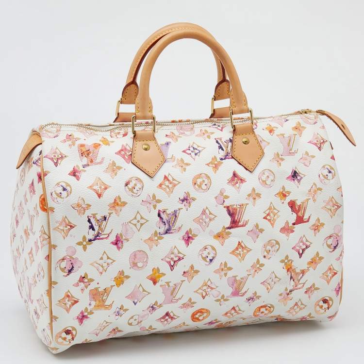 Pre Owned Louis Vuitton Monogram Watercolor Aquarelle Richard Prince Speedy 35 Bag