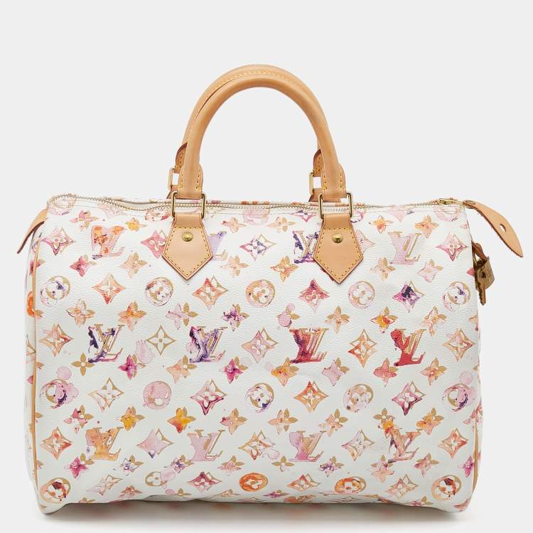 Pre Owned Louis Vuitton Monogram Watercolor Aquarelle Richard Prince Speedy 35 Bag