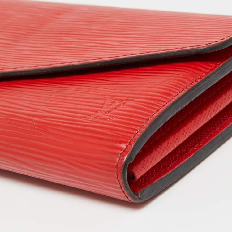 Pre Owned Louis Vuitton Coquelicot Epi Leather Sarah Wallet
