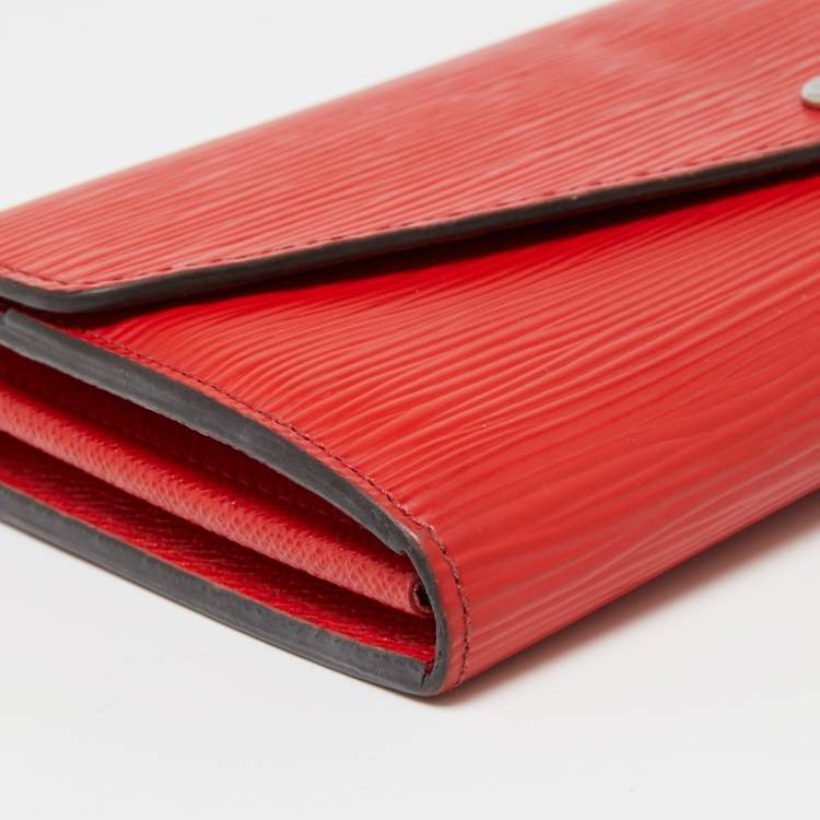 Pre Owned Louis Vuitton Coquelicot Epi Leather Sarah Wallet