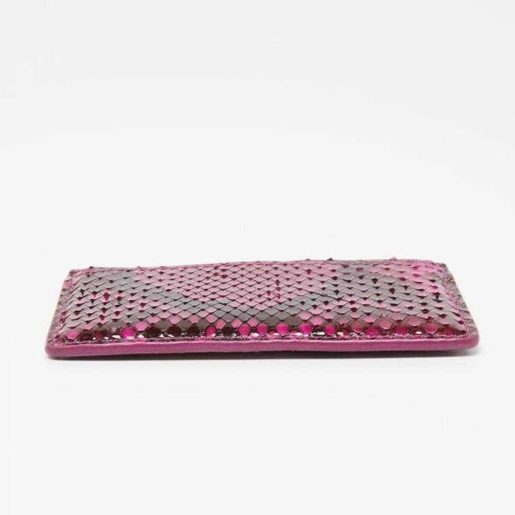 Pre Owned Louis Vuitton Purple/Brown Python Card Holder