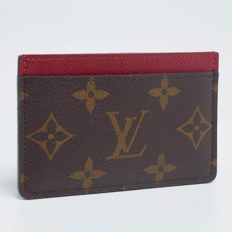 Pre Owned Louis Vuitton Fuchsia Monogram Canvas Card Holder