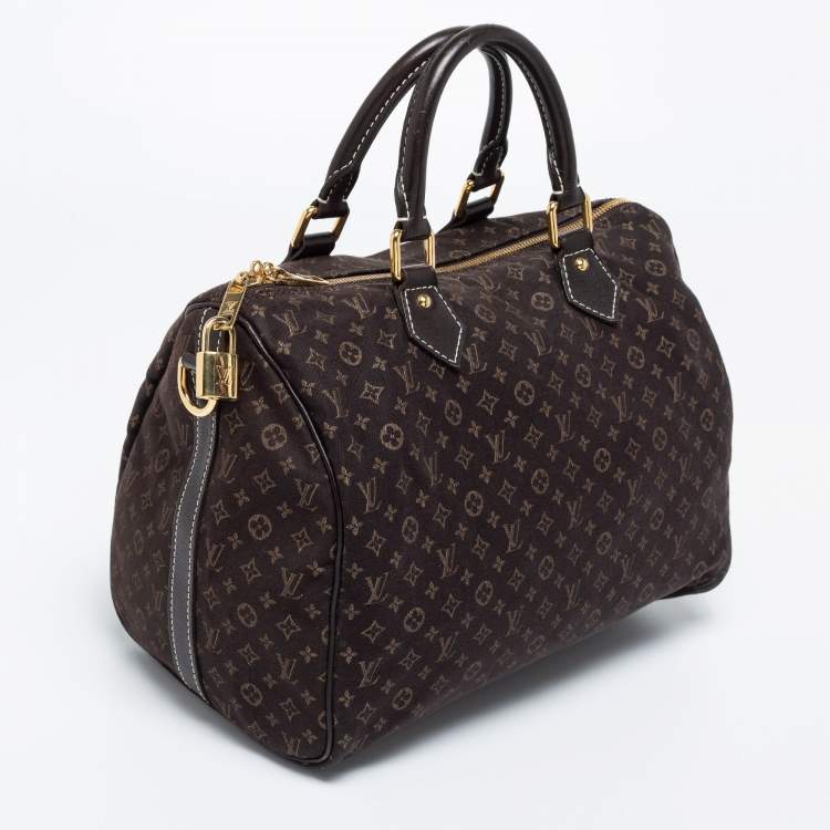 Pre Owned Louis Vuitton Fusain Monogram Idylle Canvas Bandouliere Speedy 30 Bag      