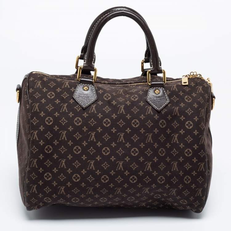 Pre Owned Louis Vuitton Fusain Monogram Idylle Canvas Bandouliere Speedy 30 Bag      
