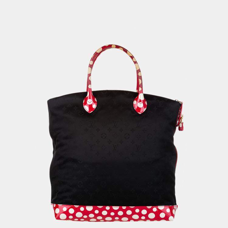 Pre Owned Louis Vuitton Red/Black Nylon Fabric Monogram Lockit Vertical Yayoi Kusama Dots Infinity MM Top Handle Bag