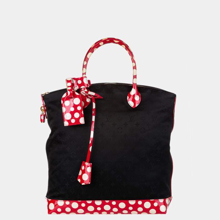 Pre Owned Louis Vuitton Red/Black Nylon Fabric Monogram Lockit Vertical Yayoi Kusama Dots Infinity MM Top Handle Bag