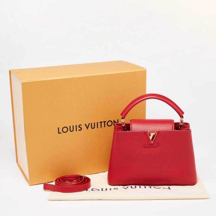 Pre Owned Louis Vuitton Red Taurillon Leather Capucines BB Bag