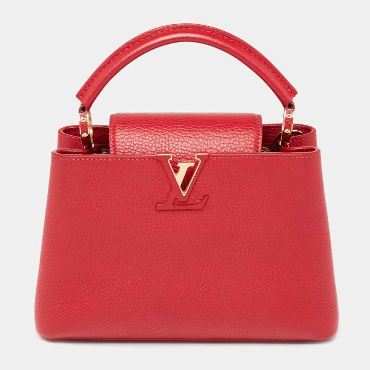 Pre Owned Louis Vuitton Red Taurillon Leather Capucines BB Bag