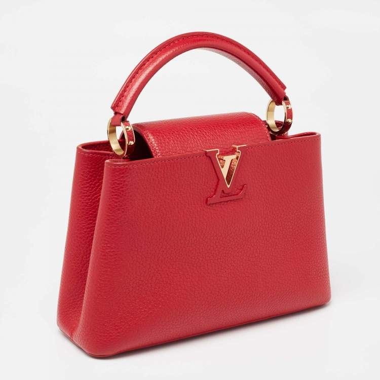 Pre Owned Louis Vuitton Red Taurillon Leather Capucines BB Bag